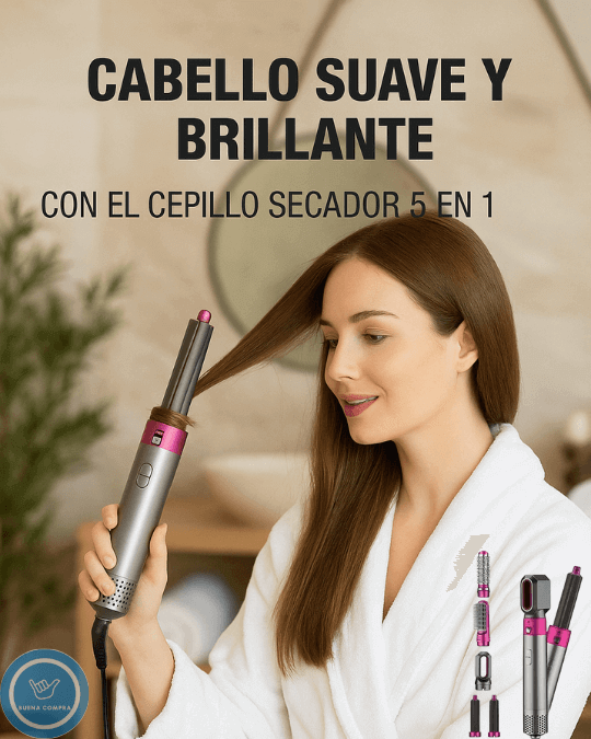 ShineCare Cepillo Secador 5 en 1 – Secado Anti-Frizz – Brillo y Suavidad Natural
