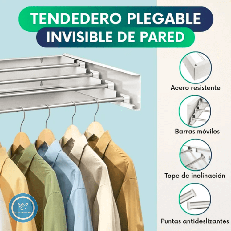 AirSpace - Tendedero Invisible de Pared - Mantén tu Hogar Ordenado y Elegante