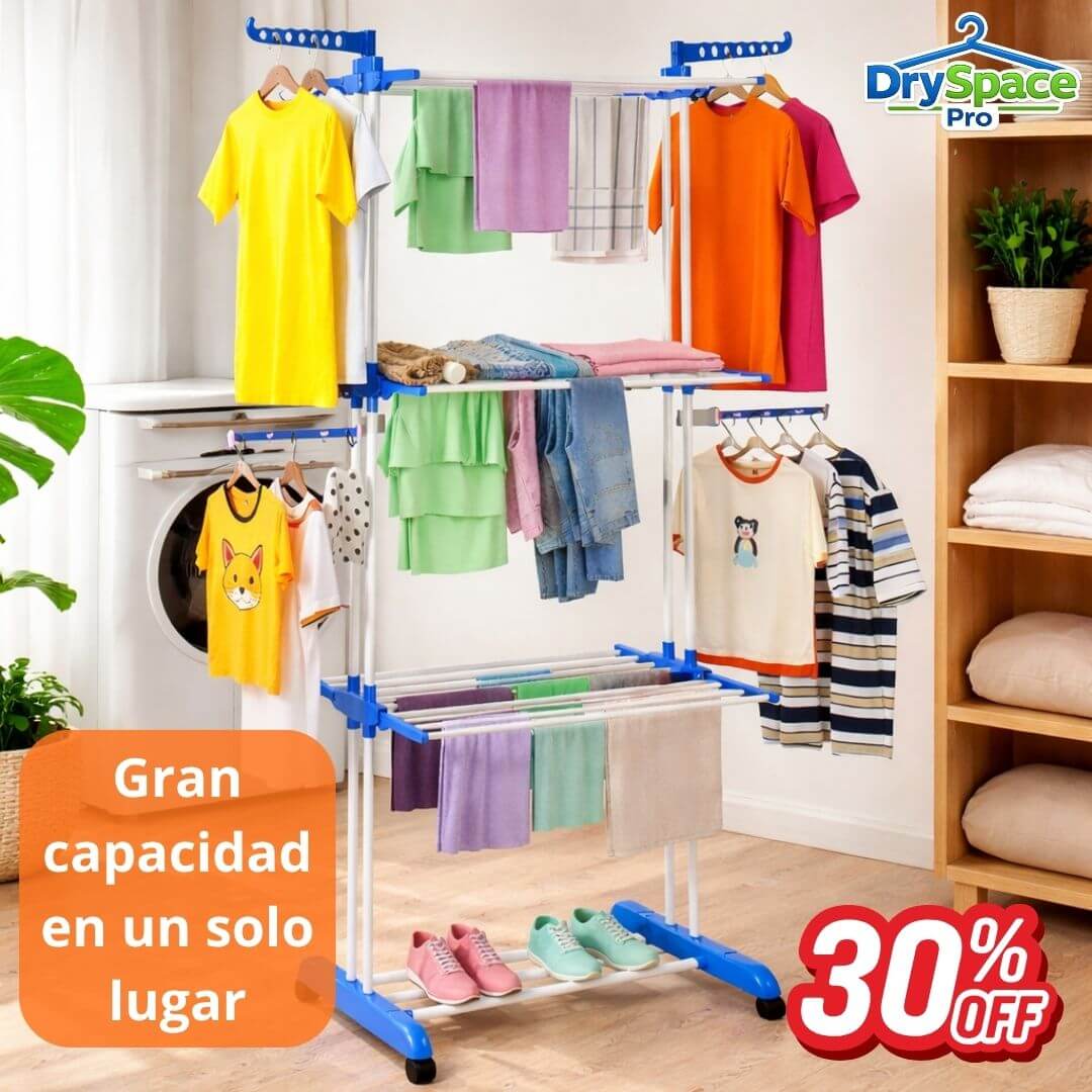DrySpace Pro - Tendedero de 3 Niveles - Seca más ropa en menos espacio sin depender del clima