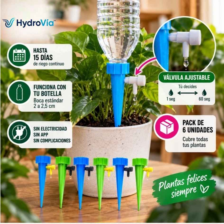 HydroVía™ - Estacas de riego por goteo- Oferta Pack X6