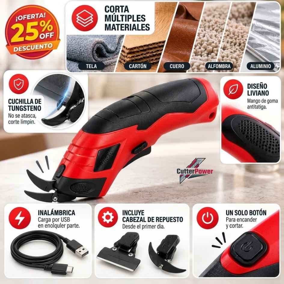 CutterPower - Tijera Eléctrica Inalambrica - Oferta 25% Off