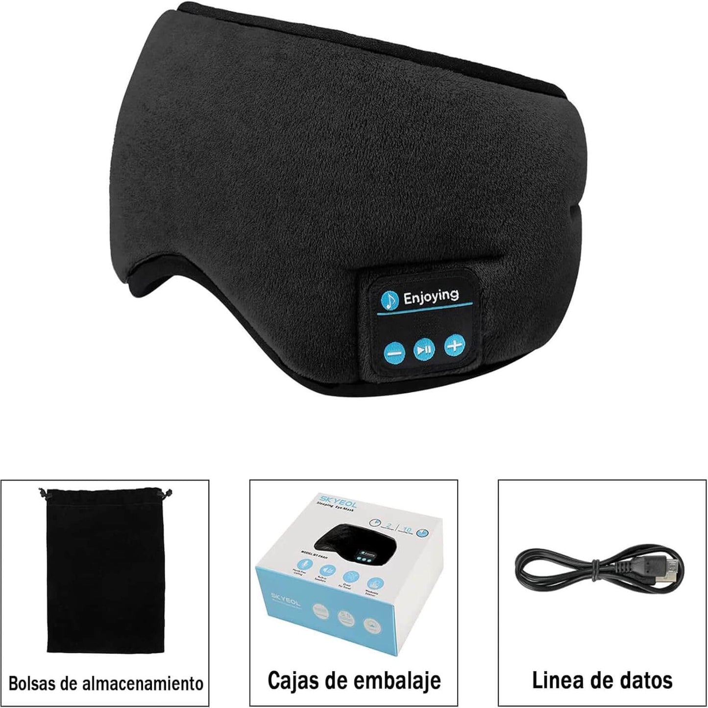 Antifaz con Audífonos Bluetooth - Relaja y Protege tus Noches – Duerme Tranquilo Sin Interrupciones Desde Hoy - Compatible con cualquier dispositivo