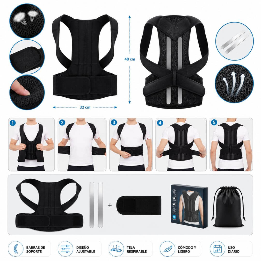 PostureFlex Pro - Ayuda a Mantener una Postura Más Cómoda Cada Día