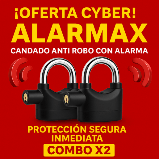 Alarmax ¡OFERTA CYBER!- Candado Anti Robo con Alarma COMBO X2 - Seguridad Total en Casa y Fuera de Ella