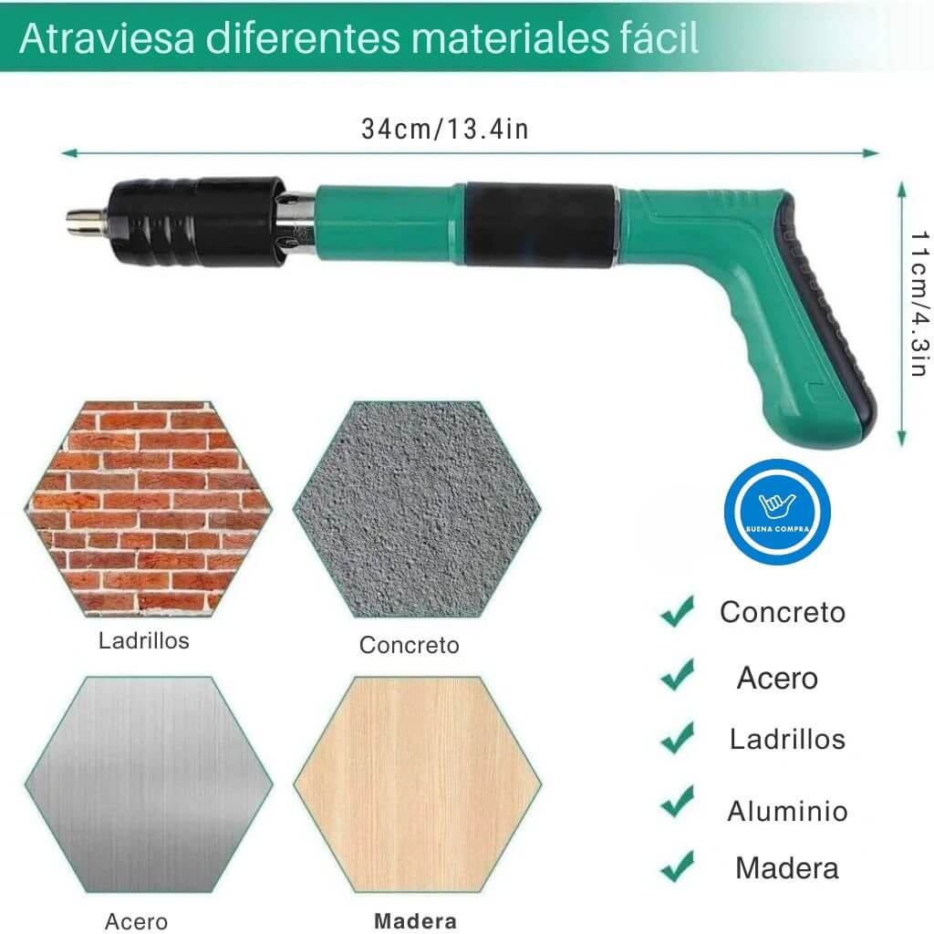 TitanFix Manual - Set Pistola Remachadora Neumática - Potencia Real para Fijar en Paredes Sólidas