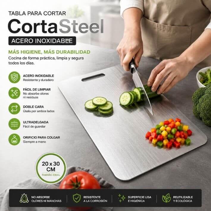 Corta Steel® (20x30cm) - Superficie quirúrgica para picar, muy fácil de limpiar