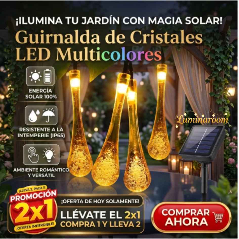 LuminaRoom™ - Guirnalda solar gotas 5m 20led - OFERTA 2X1