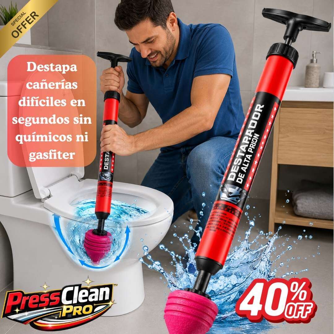 PressClean Pro – Elimina Obstrucciones Difíciles sin Llamar al Gasfiter