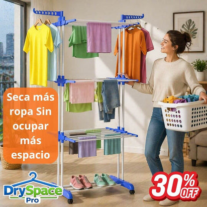 DrySpace Pro - Tendedero de 3 Niveles - Seca más ropa en menos espacio sin depender del clima