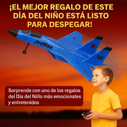 JetMax - Avión a Control Remoto para Niños (y adultos) - Sorprende con un Regalo Seguro y Entretenido el Día del Niño