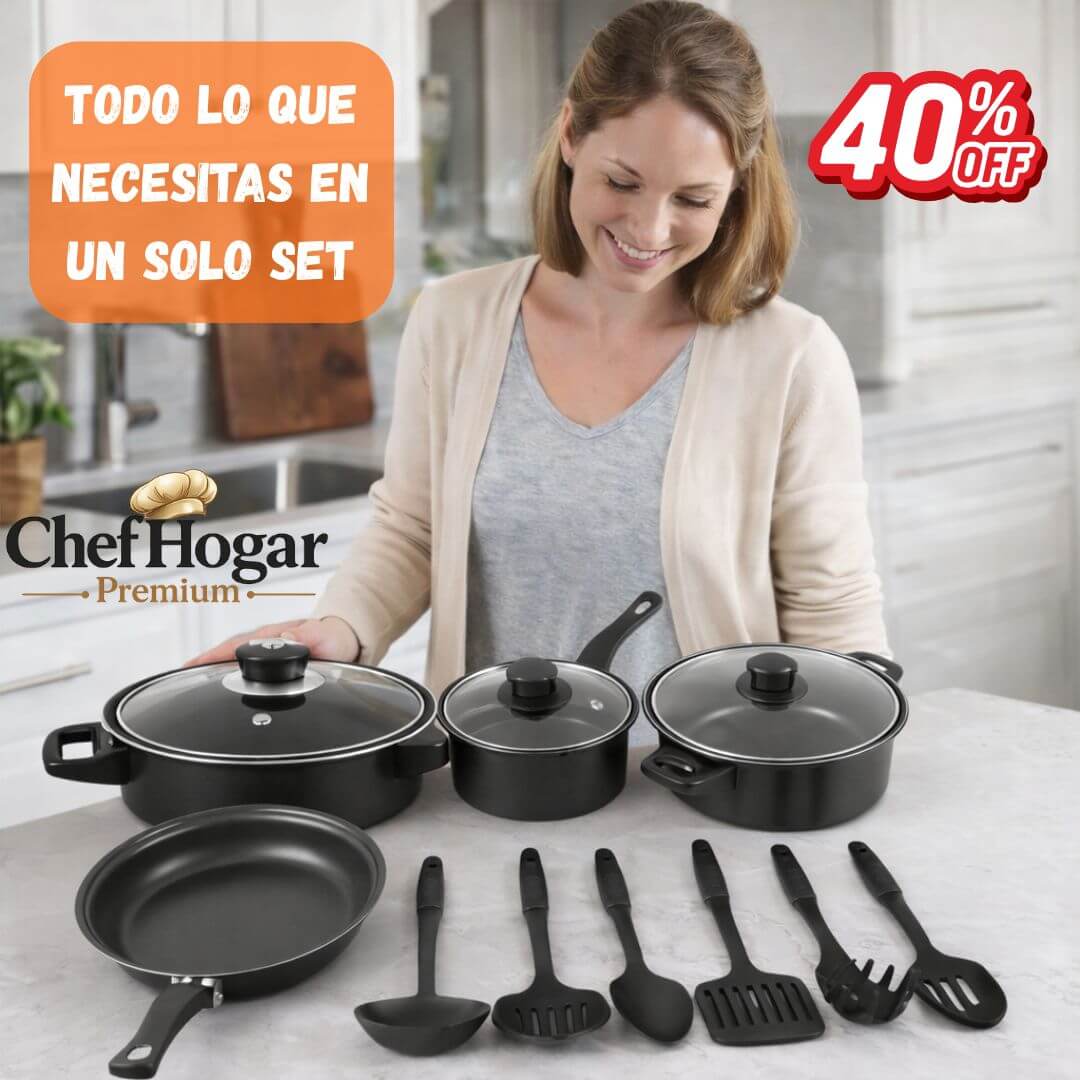ChefHogar Premium - Equipa tu cocina con un set completo y resistente para tu hogar