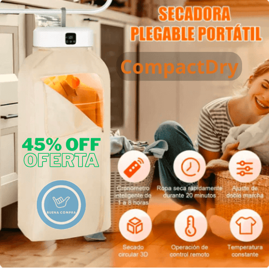 CompactDry – Secadora Portátil Plegable – Ahorra Espacio y Evita la Humedad sin Importar el Clima - 45% OFF