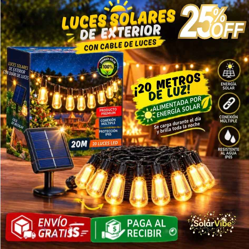 SolarVibe™ - Guirnalda Solar 20M 20 Ampolletas dg - OFERTA 25%OFF