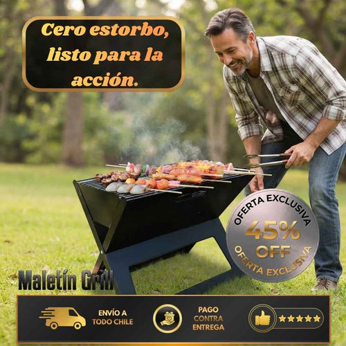 Maletín Grill - Lleva tu asado al parque o la playa sin cargar de más