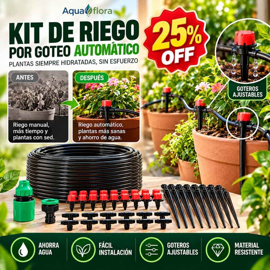 AquaFlora Pro™ -  Kit de Riego por Goteo de 20Metros- Oferta 25%Off