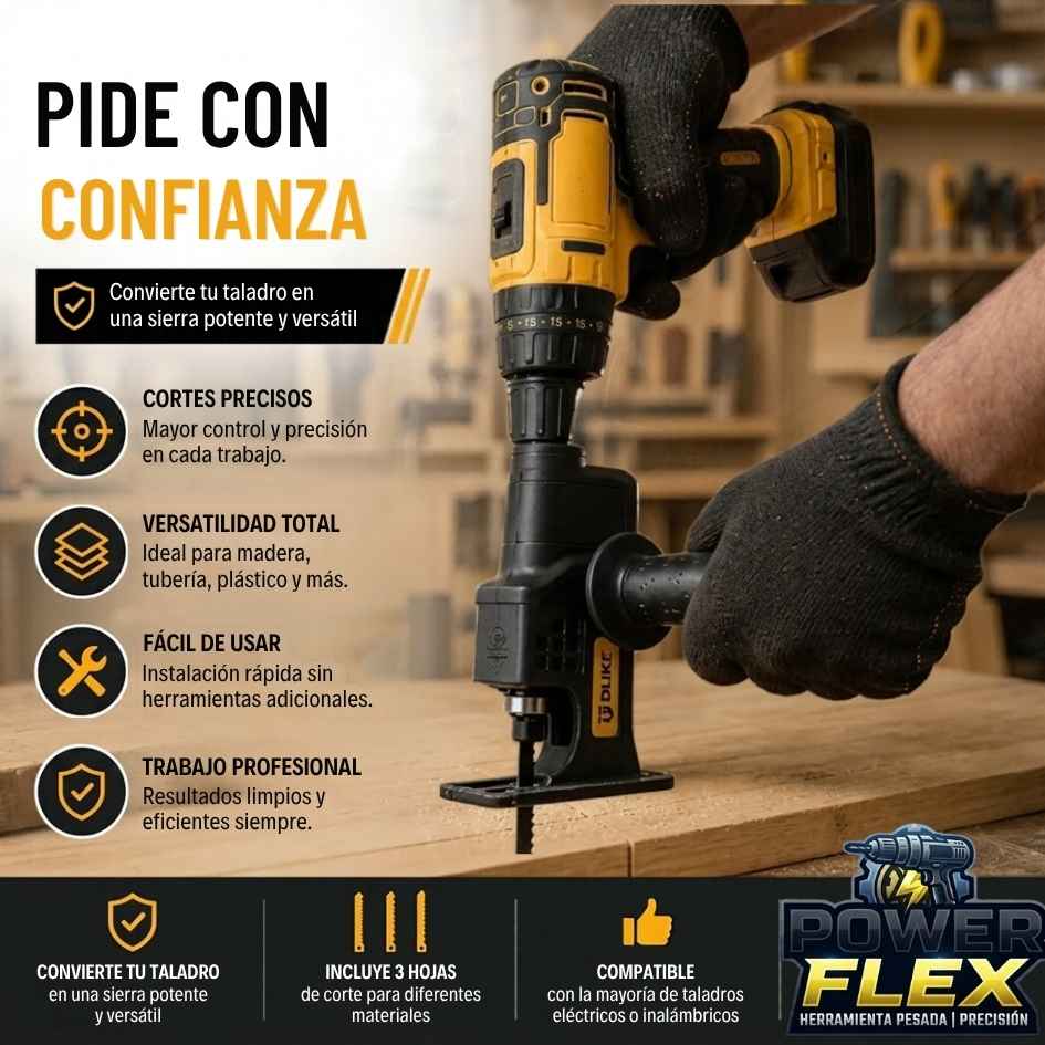 PowerFlex™ - SIERRA CALADORA ADAPTADOR PARA TALADRO - OFERTA 30%OFF