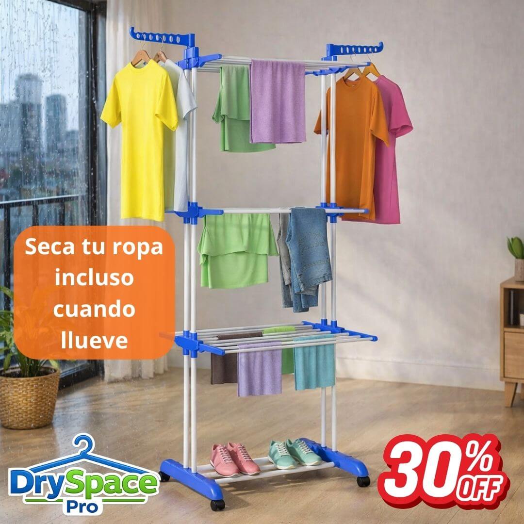 DrySpace Pro - Tendedero de 3 Niveles - Seca más ropa en menos espacio sin depender del clima