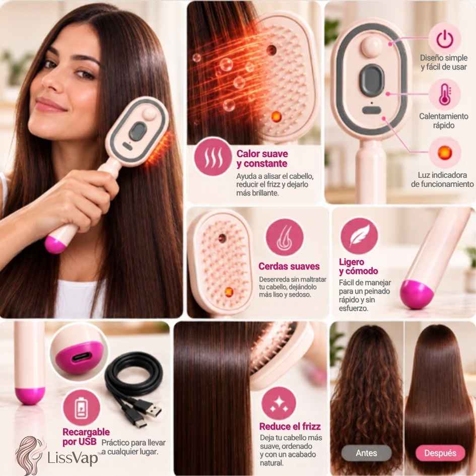 LissVap™ - Cepillo Desenredador Capilar Vapor - Oferta 25%OFF