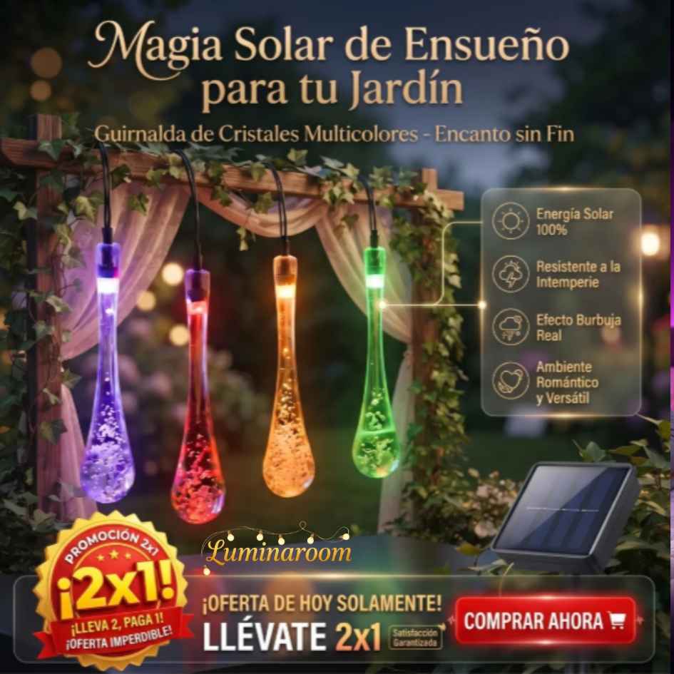 LuminaRoom™ - Guirnalda solar gotas 5m 20led - OFERTA 2X1
