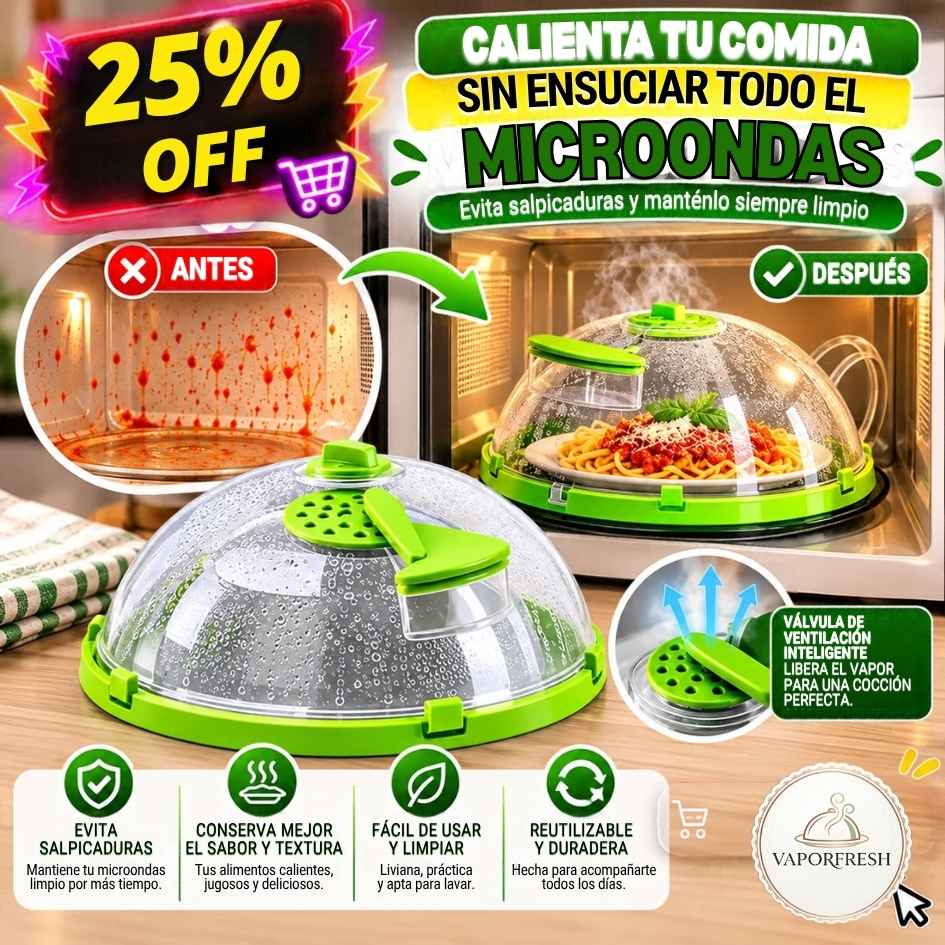 VaporFresh™ - Tapa para calentar en microondas Sin Secar la Comida - Oferta 25% OFF