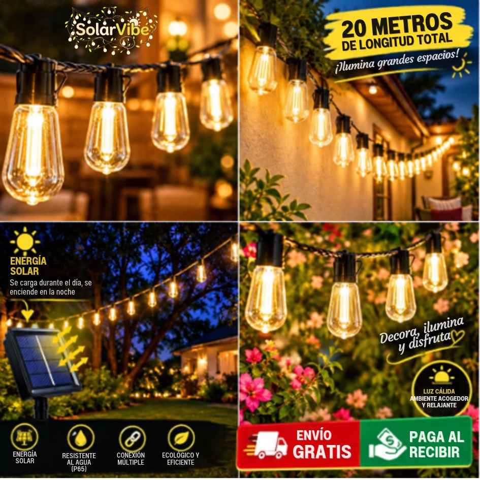 SolarVibe™ - Guirnalda Solar 20M 20 Ampolletas dg - OFERTA 25%OFF