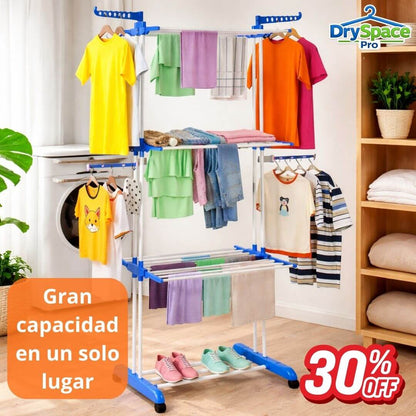 DrySpace Pro - Tendedero de 3 Niveles - Seca más ropa en menos espacio sin depender del clima