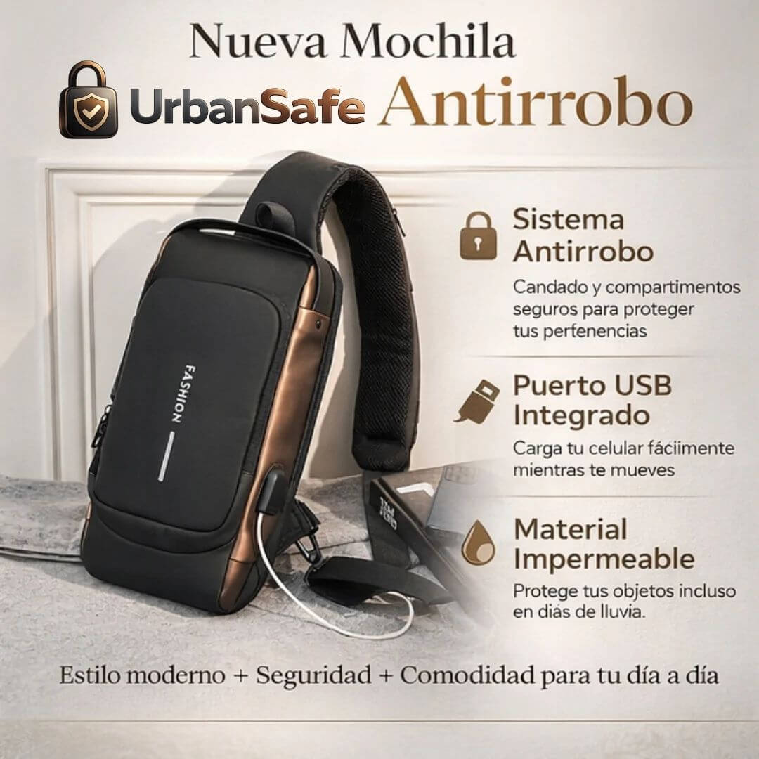 UrbanSafe - Mochila Impermeable Anti Robo USB - Protege tus pertenencias mientras te mueves por la ciudad con mayor tranquilidad