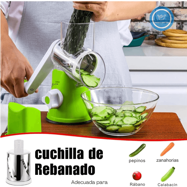 ChefSafe - Picadora Manual de Triple hoja - Pica Rápido sin Tocar Cuchillas