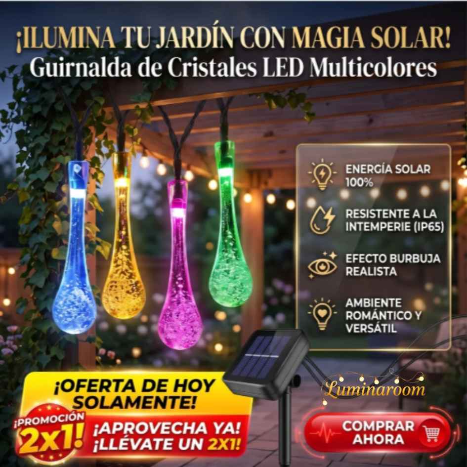 LuminaRoom™ - Guirnalda solar gotas 5m 20led - OFERTA 2X1