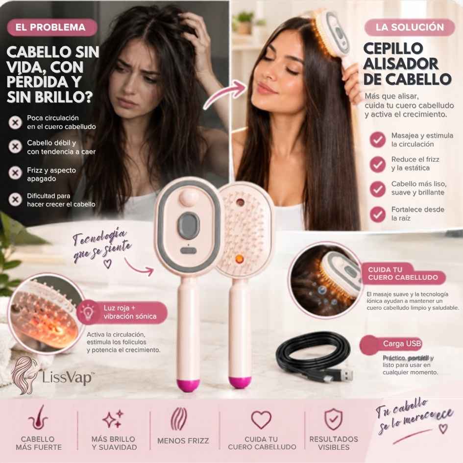 LissVap™ - Cepillo Desenredador Capilar Vapor - Oferta 25%OFF