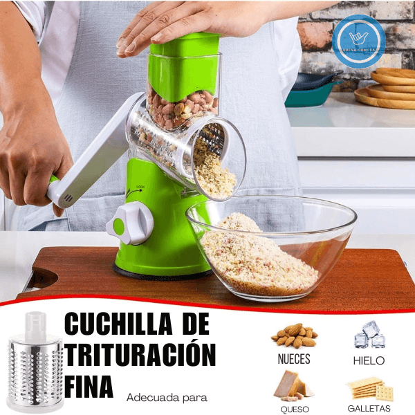 ChefSafe - Picadora Manual de Triple hoja - Pica Rápido sin Tocar Cuchillas
