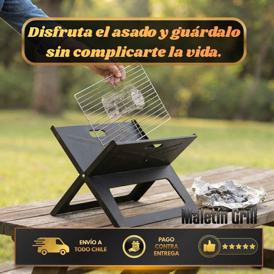Maletín Grill - Lleva tu asado al parque o la playa sin cargar de más