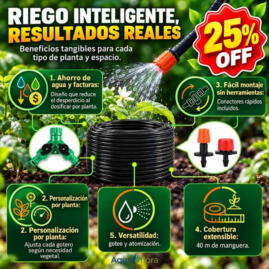 AquaFlora Pro™ -  Kit de Riego por Goteo de 20Metros- Oferta 25%Off