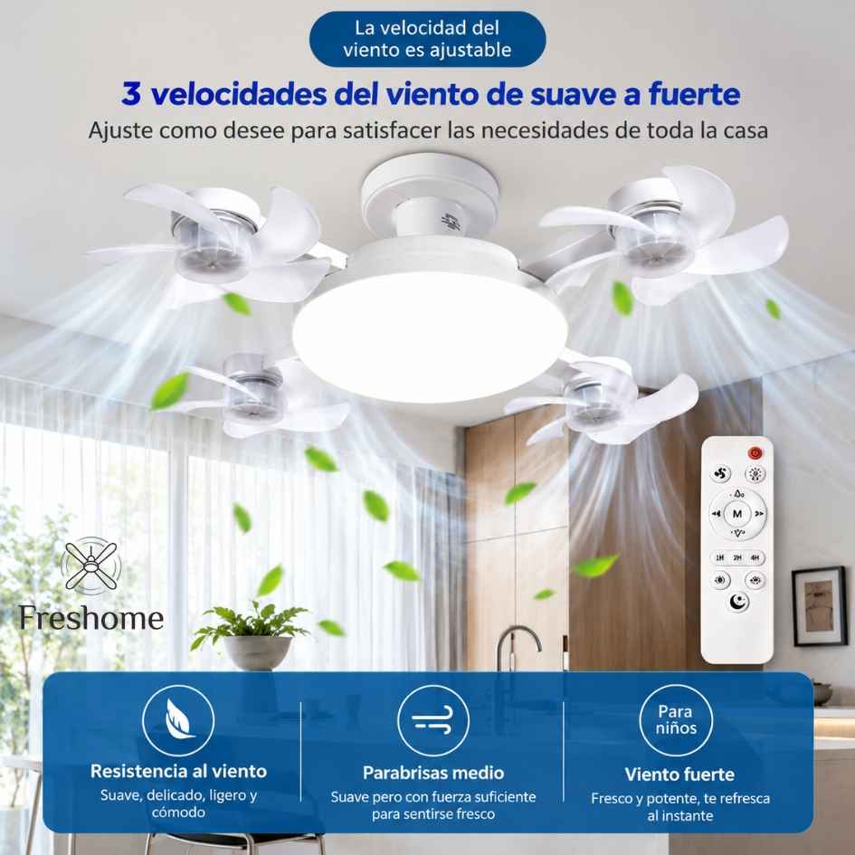 FreshHome - VENTILADOR CON 4 ASPAS INTELIGENTE - OFERTA 25%OFF