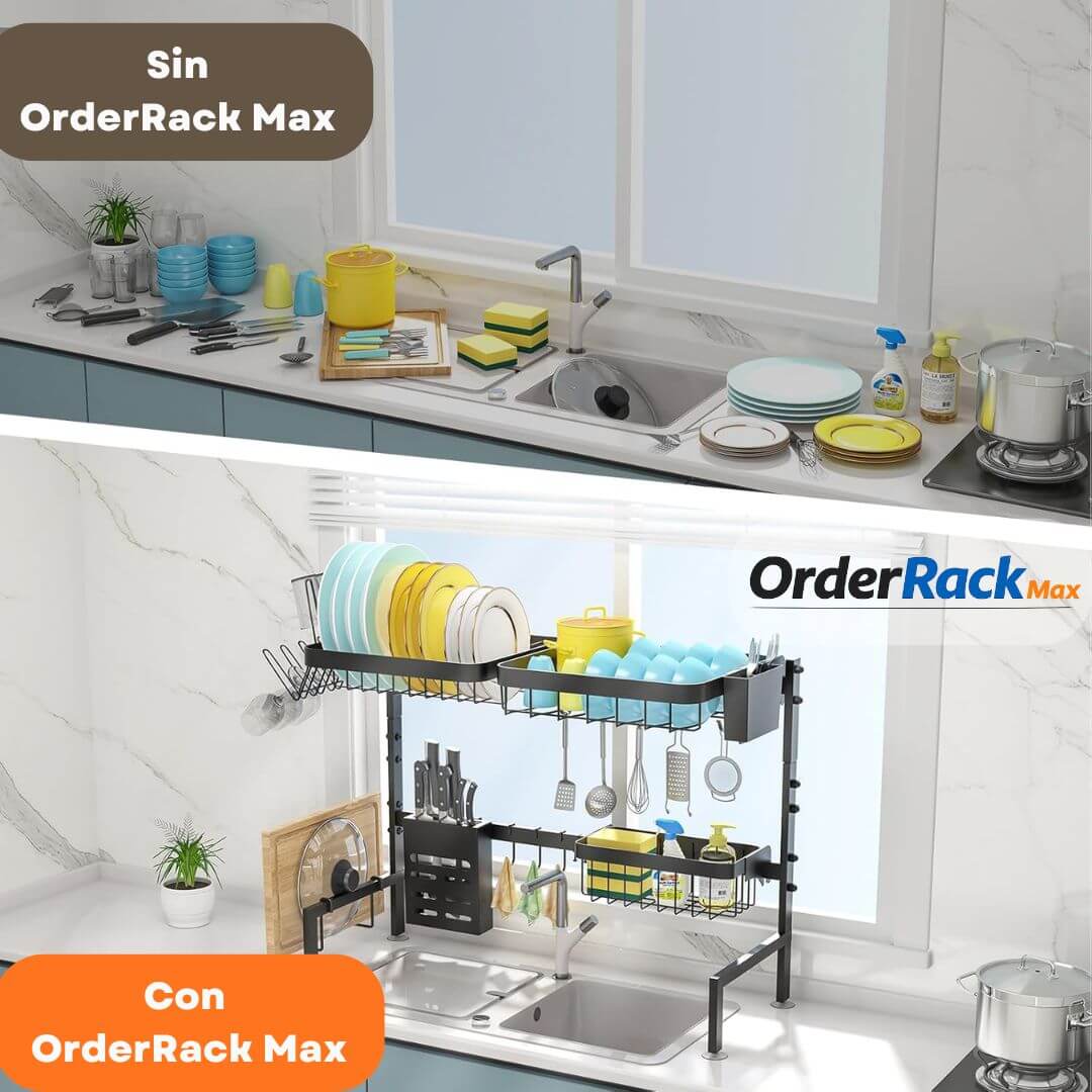 OrderRack Max - Mantén tu cocina ordenada y libera espacio sobre el lavaplatos