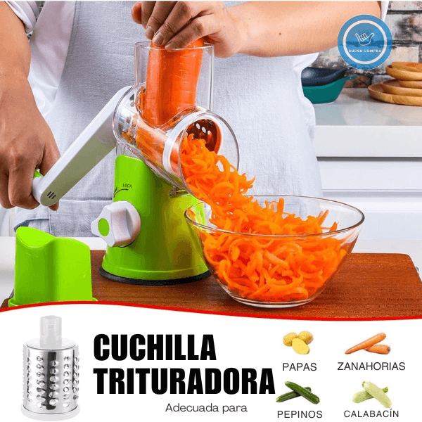 ChefSafe - Picadora Manual de Triple hoja - Pica Rápido sin Tocar Cuchillas