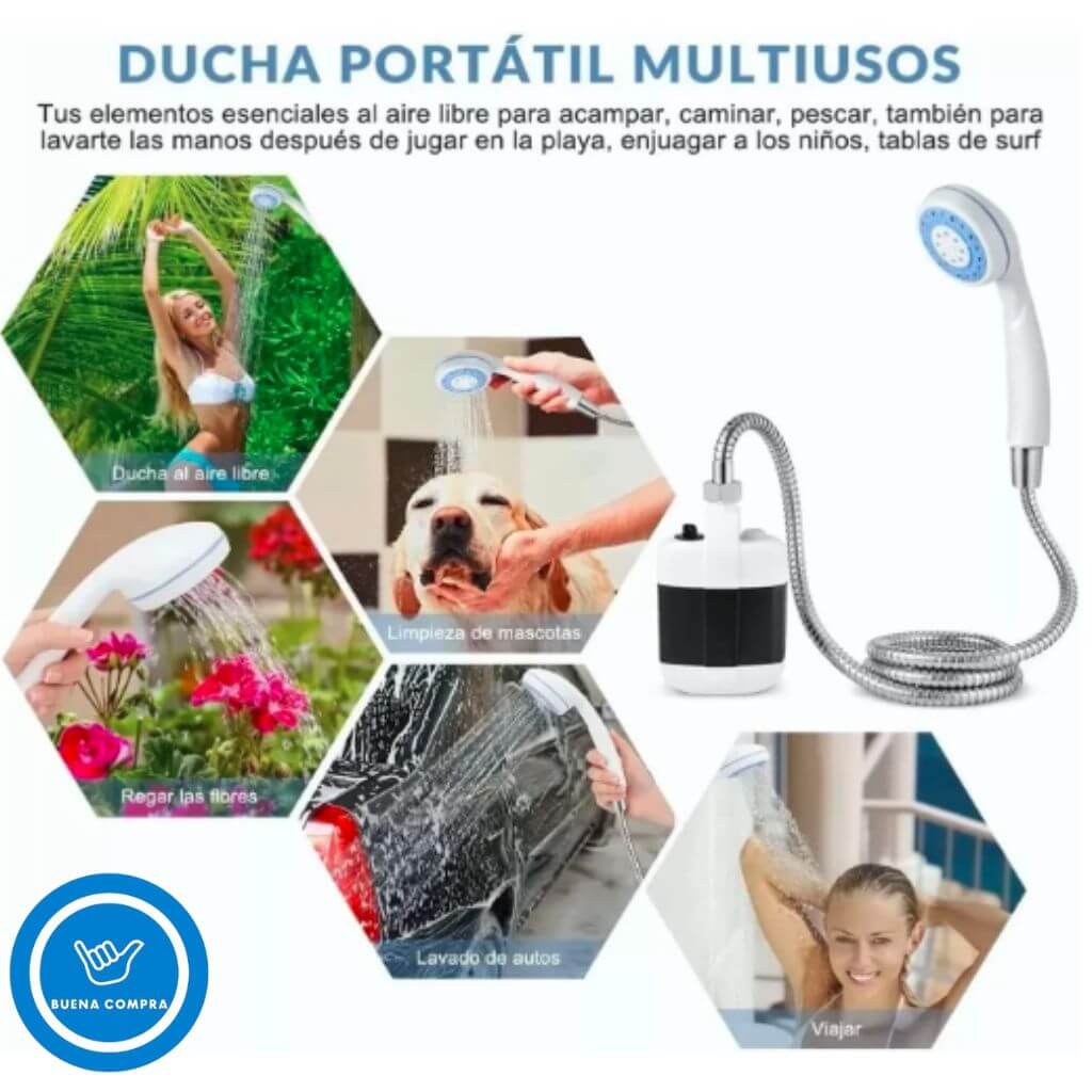 CampFresh – Vive tus viajes con la comodidad de una ducha portátil Recargable USB