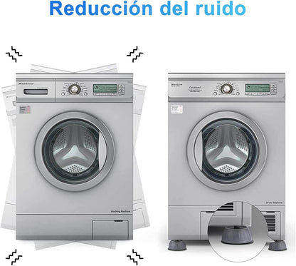 4 Soportes Anti-Vibración para Lavadora y/o Secadora - Firmeza y Silencio - Reduce Ruidos y Vibraciones desde el Primer Uso
