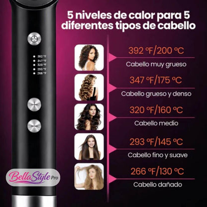 BellaStyle Pro - Cepillo Alisador Rizador Multifuncional - Mantén tu cabello bonito todos los días sin esfuerzo - OFERTA BLACKFRIDAY!