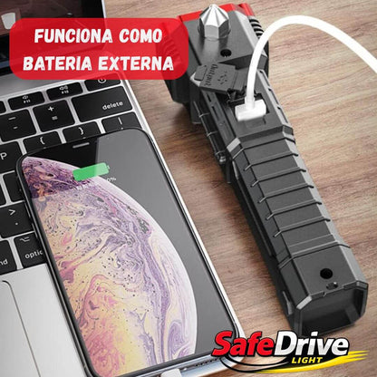 SafeDrive Light – Linterna de Emergencia para Auto USB con Iluminación Potente y Herramientas de Seguridad