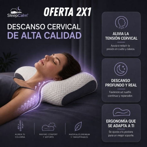 SleepCalm® Almohada Ortopédica - Soporte Cervical para un Sueño Más Profundo - OFERTA 2x1