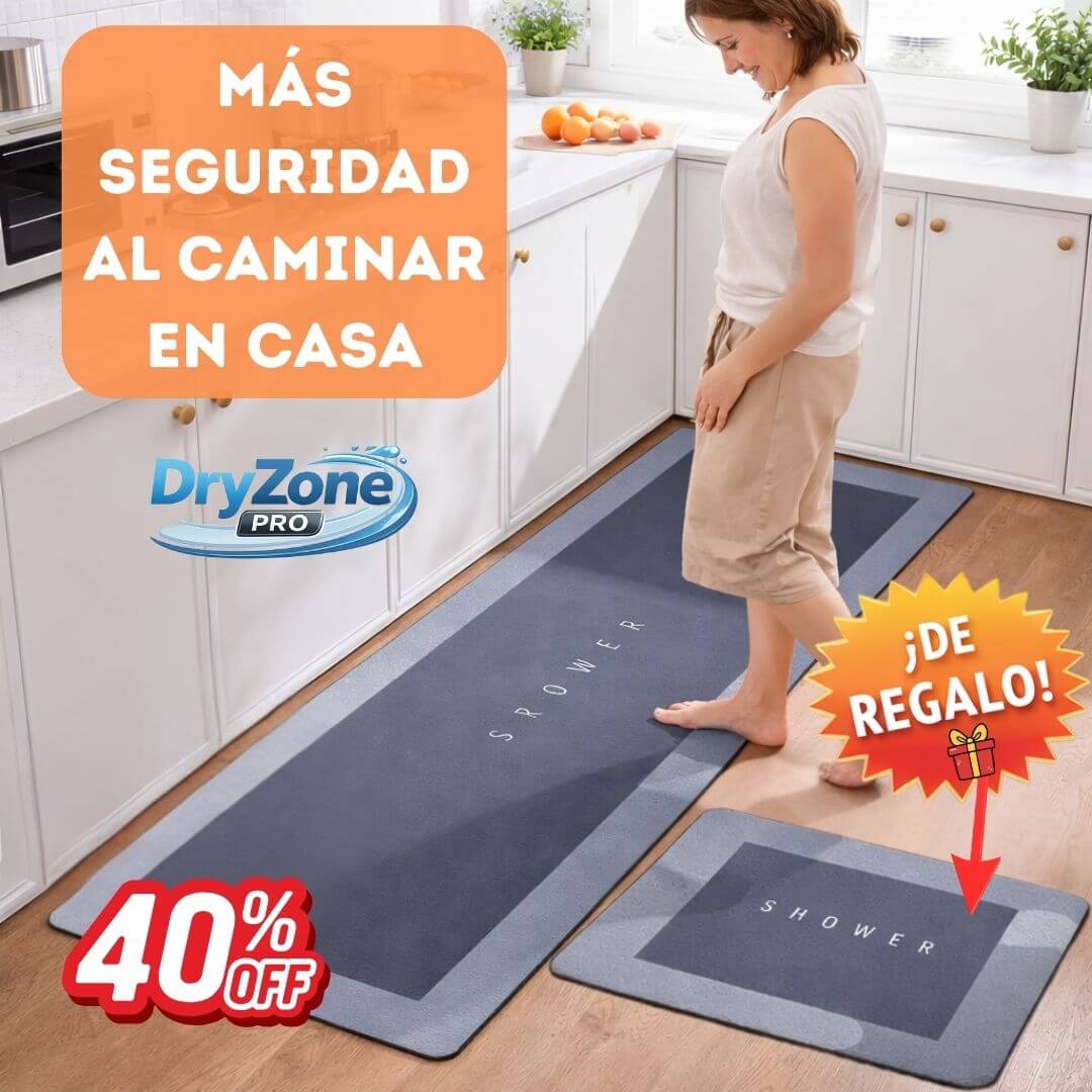 DryZone Pro – Alfombra antideslizante + Alfombra mediana de REGALO - Mantén tus pisos secos y reduce el riesgo de resbalones en el hogar