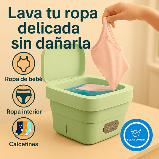 Lavadora Plegable Portátil - Lava y Centrifuga sin Daños - Ideal para Ropa Interior, de Bebé y para Viajes