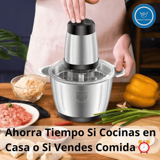 Pica Fácil Pro - Picadora Eléctrica de Acero 2L de Alta Potencia - Ahorra Tiempo y Energía al Cocinar en Casa o en tu Emprendimiento