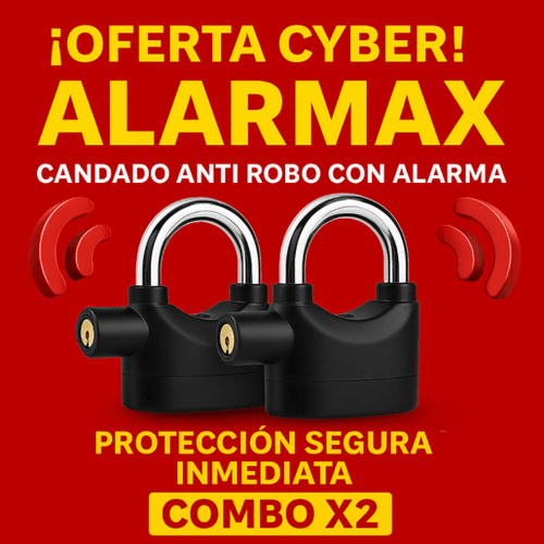 Alarmax ¡OFERTA CYBER!- Candado Anti Robo con Alarma COMBO X2 - Seguridad Total en Casa y Fuera de Ella