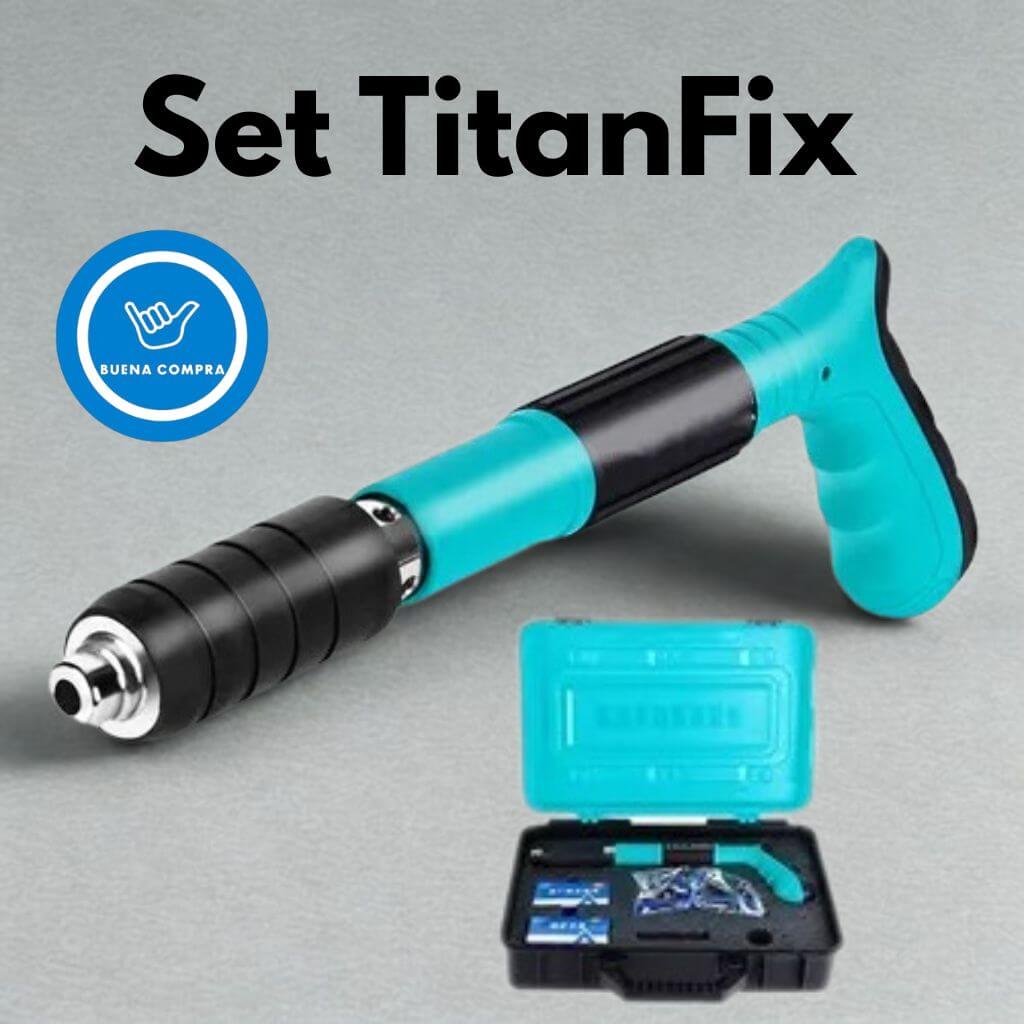 TitanFix Manual - Set Pistola Remachadora Neumática - Potencia Real para Fijar en Paredes Sólidas