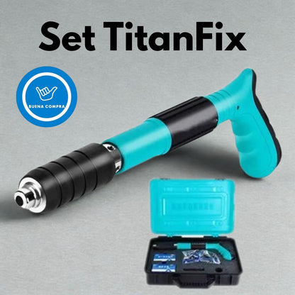 TitanFix Manual - Set Pistola Remachadora Neumática - Potencia Real para Fijar en Paredes Sólidas