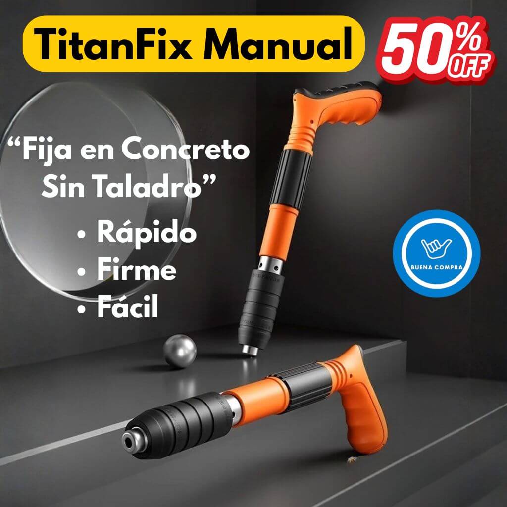 TitanFix Manual - Set Pistola Remachadora Neumática - Potencia Real para Fijar en Paredes Sólidas