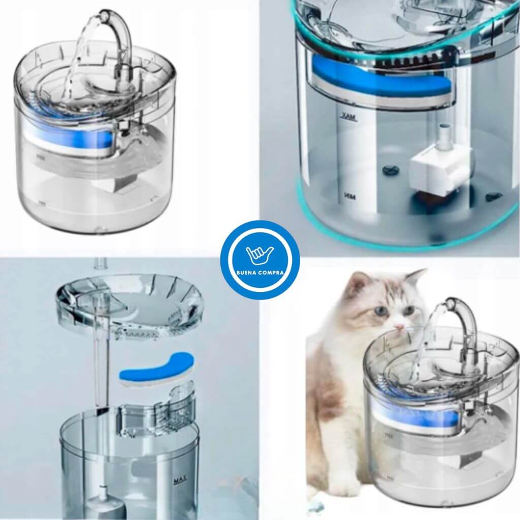 ClearWater Pet - Bebedero de Mascotas Transparente - Agua Siempre Limpia y Lista para Beber