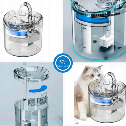 ClearWater Pet - Bebedero de Mascotas Transparente - Agua Siempre Limpia y Lista para Beber